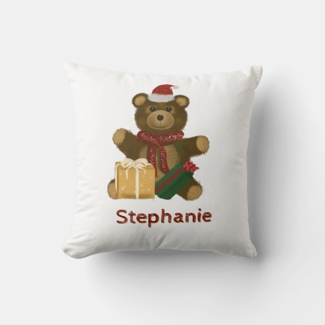 Kerstteddybeer  kussen (Voorkant)