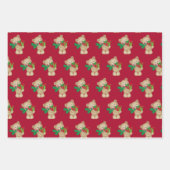 Kerstteddybeer met Gift en Snowflakes, rood Inpakpapier Vel (Voorkant 2)