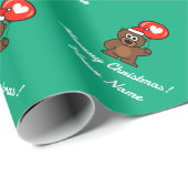 Kerstteddybeer met hartballon Vakantie Cadeaupapier (Rol Hoek)