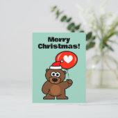 Kerstteddybeer met romantische hartballon feestdagenkaart (Staand voorkant)