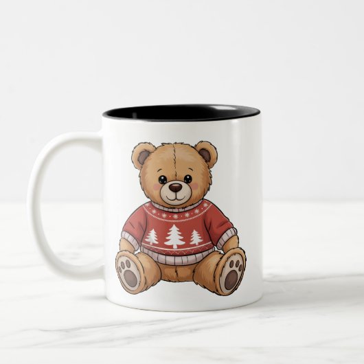 Kerstteddybeer Schattige kerstcadeau Tweekleurige Koffiemok (Links)