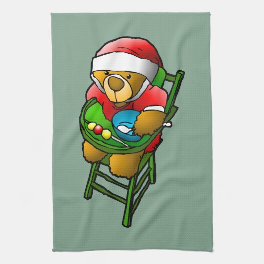 Kerstteddybeer Theedoek (Verticaal)