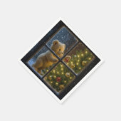 Kerstteddybeer versiert een kerstboom servet (Hoek)