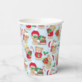 Kerstteddyberen in rode en groene kopjes papieren bekers (Links)