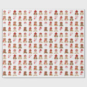 Kerstteddyberen met winterse Petten Cadeaupapier (Vlak)