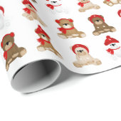 Kerstteddyberen met winterse Petten Cadeaupapier (Rol Hoek)