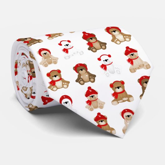 Kerstteddyberen met winterse Petten Stropdas (Opgerold)