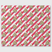 Kerstteddyberen op strepen cadeaupapier (Vlak)