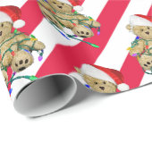 Kerstteddyberen op strepen cadeaupapier (Rol Hoek)