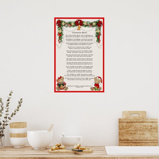 Kerstteddyberen wachten op kerstmis poster (Keuken)