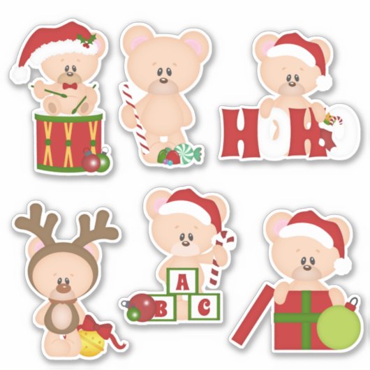 Kerstteeddy Bear Stickers 1 (Voorkant)