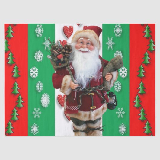 kersttefietenpapier, kerstman tissuepapier (Voorkant)