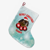 kersttefje konijnenbunny in de rode kerstman grote kerstsok (Voorkant (Hangend))