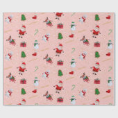 kerstteken op roze en goudglitter cadeaupapier (Vlak)