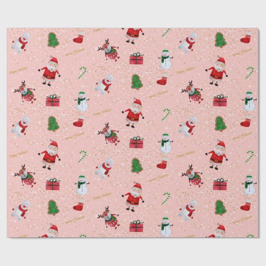 kerstteken op roze en goudglitter cadeaupapier (Vlak)