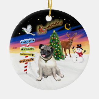 Kersttekens - Reekalf Pug #18 Keramisch Ornament