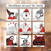 kersttekens rond de wereld raamsticker (Vel 2)