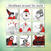 kersttekens rond de wereld raamsticker (Vel 3)