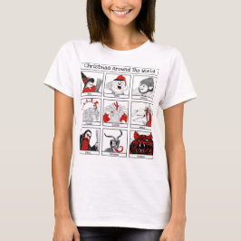 kersttekens rond de wereld t-shirt