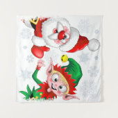 Kersttekens voor kerstmis en kerstmis duimeren op  wandkleed (Voorkant (horizontaal))