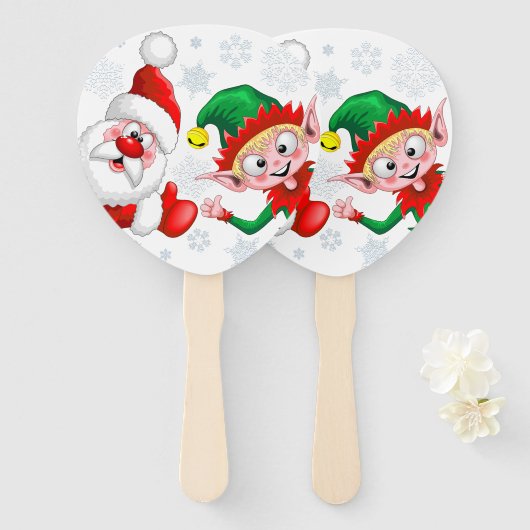 Kersttekens voor kerstmis en kerstmis voor kerstmi handwaaier (Voorkant en achterkant)