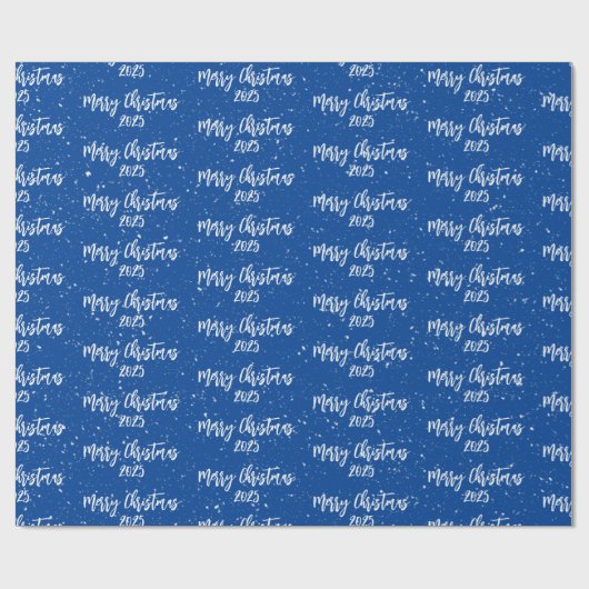 Kersttekst 2025 op blauw cadeaupapier (Vlak)