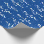 Kersttekst 2025 op blauw cadeaupapier (Hoek)