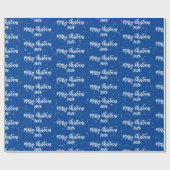 Kersttekst 2025 op blauw cadeaupapier (Vlak)