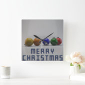Kersttekst en Ornamenten vierkante wandklok (Huis)