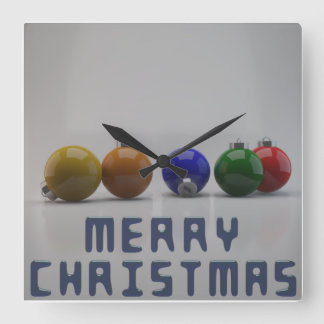 Kersttekst en Ornamenten vierkante wandklok