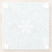 Kersttekst en Snowflake Pattern Blue ID257 Glazen Onderzetter (Achterkant)