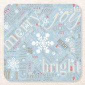 Kersttekst en Snowflake Pattern Blue ID257 Kartonnen Onderzetters (Voorkant)