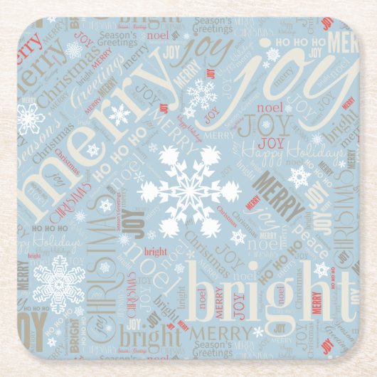 Kersttekst en Snowflake Pattern Blue ID257 Kartonnen Onderzetters (Voorkant)
