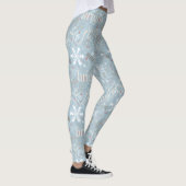 Kersttekst en Snowflake Pattern Blue ID257 Leggings (Rechts)