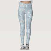 Kersttekst en Snowflake Pattern Blue ID257 Leggings (Voorkant)