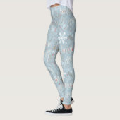Kersttekst en Snowflake Pattern Blue ID257 Leggings (Links)