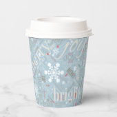 Kersttekst en Snowflake Pattern Blue ID257 Papieren Bekers (Achterkant)