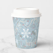 Kersttekst en Snowflake Pattern Blue ID257 Papieren Bekers (Voorkant)