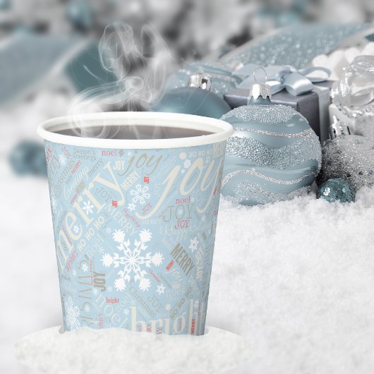 Kersttekst en Snowflake Pattern Blue ID257 Papieren Bekers