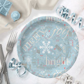 Kersttekst en Snowflake Pattern Blue ID257 Papieren Bordje