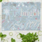 Kersttekst en Snowflake Pattern Blue ID257 Theedoek (Gevouwen)