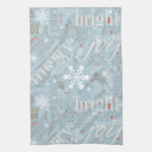 Kersttekst en Snowflake Pattern Blue ID257 Theedoek (Verticaal)