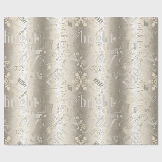 Kersttekst en Snowflake Pattern Gold ID257 Cadeaupapier (Vlak)