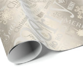 Kersttekst en Snowflake Pattern Gold ID257 Cadeaupapier (Rol Hoek)