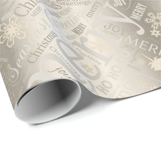 Kersttekst en Snowflake Pattern Gold ID257 Cadeaupapier (Rol Hoek)