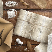 Kersttekst en Snowflake Pattern Gold ID257 Cadeaupapier