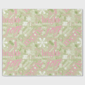 Kersttekst en Snowflake Pattern Green ID257 Cadeaupapier (Vlak)