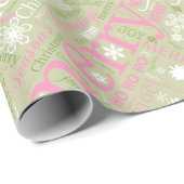 Kersttekst en Snowflake Pattern Green ID257 Cadeaupapier (Rol Hoek)