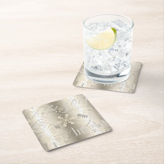 Kersttekst en Snowflake Pattern ID257 Kartonnen Onderzetters (Insitu)