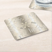 Kersttekst en Snowflake Pattern ID257 Kartonnen Onderzetters (Schuin)